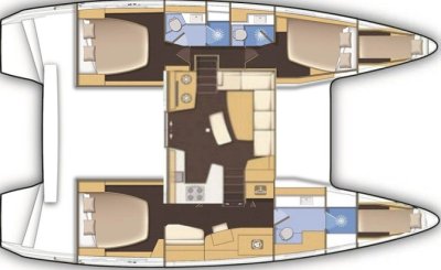 Lagoon42 3 cabines plan